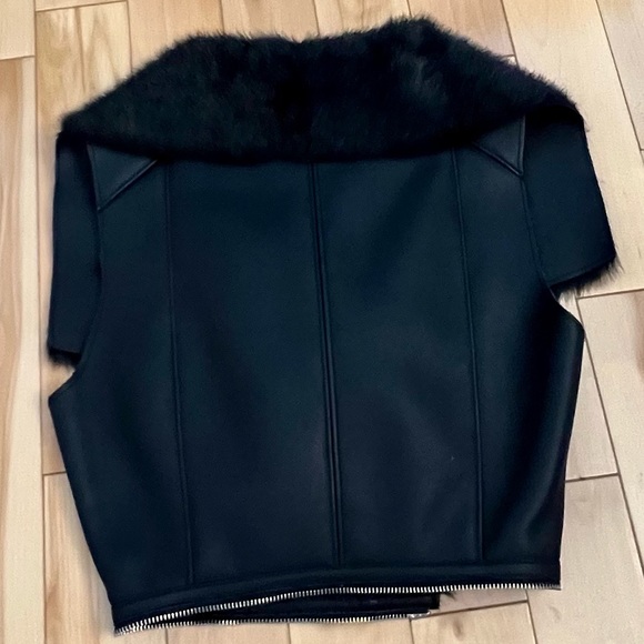 Faux leather and fur trim sleeveless vest - Picture 10 of 15